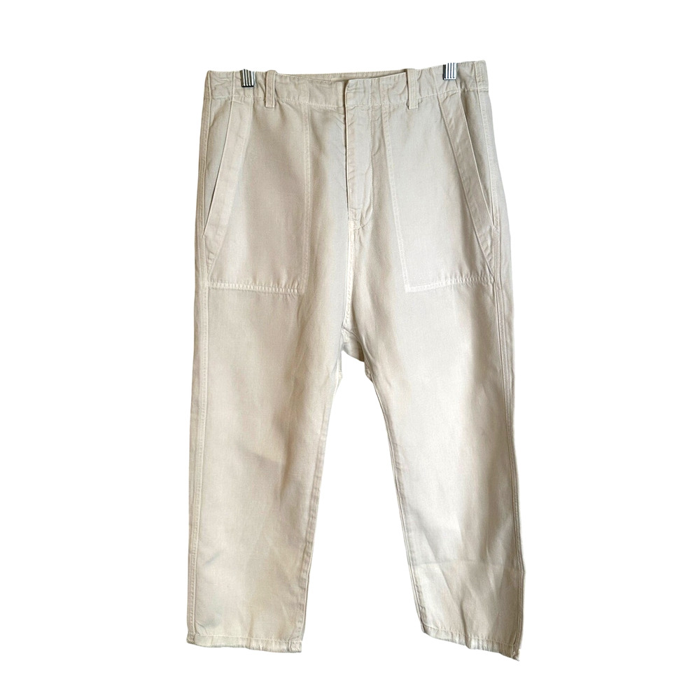 Nili Lotan 6 Linen Luna Pants $395 Drop Crotch Crop Cotton Slouchy Cream NWT - Picture 3 of 11